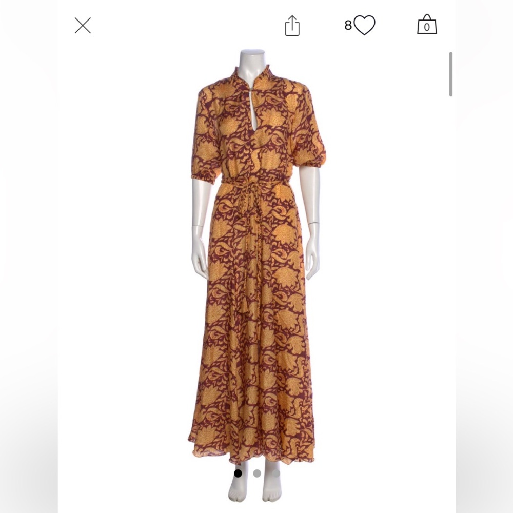 Hannah size 1 silk maxi dress with removable braided tie waist